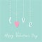 Hanging word love with heart. Dash line Love card Flat design Happy Valentines day