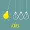 Hanging yellow light bulbs. Perpetual motion. Idea