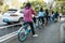 Hangzhou, China - MARCH 30, 2018 : Rental bicycle for riders are on the road of anywhere in hangzhou