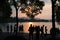 Hangzhou west lake sunset silouhette pagoda