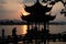 Hangzhou west lake sunset silouhette pagoda