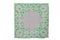 Hanky handkerchief isolated with centered text space and green heart design border. Vintage material with scalloped edge.