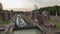 Hannover, Germany - May 20, 2018: Anderten Lock on the Midland Canal near Hannover, Germany. Time lapse.