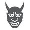 Hannya glyph icon, asian and demon, japanese mask sign, vector graphics, a solid pattern on a white background.