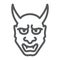 Hannya line icon, asian and demon, japanese mask sign, vector graphics, a linear pattern on a white background.