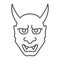 Hannya thin line icon, asian and demon, japanese mask sign, vector graphics, a linear pattern on a white background.