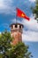 Hanoi landmarks: Hanoi flag tower with Vietnamese red flag on top
