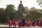 Hanoi Vietnam 20/12/2013 children visiting famous statue of king Ly Thai To