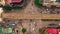 HANOI, VIETNAM - APRIL, 2020: Aerial drone view of crossroad near railway station of one of the districts in Hanoi.