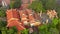 HANOI, VIETNAM - MAY, 2023: Aerial drone view of colorful Buddha temple famous tourist landmark in the city centre.