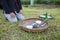 Hanoi, Vietnam - Nov 15, 2015: Offering objects for traditional rain praying ceremonial in Village of Vietnamese ethnic groups in