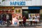 Hanoi, Vietnam - Nov 16, 2014: Exterior view of book stores in Dinh Liet street. Selling on sidewalk is common in Hanoi, Vietnam