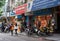 Hanoi, Vietnam - Nov 16, 2014: Exterior view of book stores in Dinh Liet street. Selling on sidewalk is common in Hanoi, Vietnam