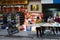 Hanoi, Vietnam - Nov 16, 2014: Exterior view of book stores in Dinh Liet street. Selling on sidewalk is common in Hanoi, Vietnam