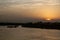 Hanoi, Vietnam - October 10, 2020,  Sunset over the river