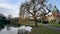 Hanover Maschpark new town hall with beautiful tree reflection in the lake water