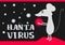 Hantavirus. Chinese virus. Covid-19. Coronavirus. Warning. Hantavirus microbe with warning tapes. Vector illustration