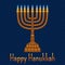 Hanukkah background with menorah and text Happy Hanukkah. Candles, David star and jewels.