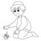 Hanukkah Boy Playing Dreidel Isolated Coloring