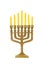 Hanukkah candlestick isolated on white. Ritual candle menorah on a white background. Menorah is the symbol of Judaism.