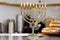 Hanukkah celebration Judaism tradition holiday symbols lighting the candles of the hanukkiah menorah