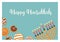 Hanukkah doughnut and menora, Jewish holiday symbols. sweet traditional bake. greeting card