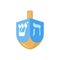 Hanukkah dreidel icon in flat style.