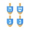 Hanukkah dreidels icons in flat style.