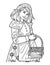 Hanukkah Girl Carrying Basket Isolated Adults