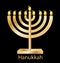 Hanukkah gold menorah icon vector