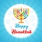 Hanukkah greeting card menorah candles colored