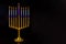 Hanukkah with hanukkiah menorah on nine candles Jewish traditional holiday