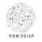Hanukkah holiday flat design black thin line icons set in round