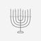 Hanukkah holiday Menora flat black outline design icon