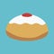 Hanukkah holiday Sufganiyah flat design icon with blue background