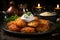 Hanukkah homemade latkes, served with sour cream