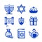 Hanukkah icons set