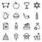 Hanukkah icons set jewish