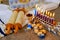 Hanukkah is a Jewish holiday represented by Hanukkiah Menorah with candles lit