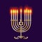 Hanukkah menorah, Gold chanukiah or hanukkiah, nine-branched candelabrum lit during the eight-day holiday of Chanukkah festival
