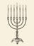 Hanukkah menorah. Vintage sketch vector