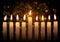 Hanukkah realistic vector candles over bokeh background. Created with gradient mesh