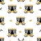 Hanukkah seamless pattern with menorahs and flowers. Perfect for wrapping paper, greeting cards, wallpaper. Jewish holidays.