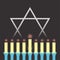 Hanukkah. Star of David. Candles in a candlestick. Vector.