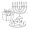 Hanukkah Sufganiyah Gift Menorah Coloring Page