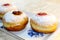 Hanukkah Sufganiyot Sufganiyah. Hanukkah Chanukah, Hanuka - Jewish Holiday. Symbol Hanukkah in Israel, Food