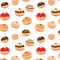 Hanukkah vector pattern with tasty doughnuts