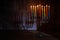 Hanukkiah with burning candles. Concept of the Jewish holiday Hanukkah.