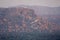 Hanuman Temple in Hampi. Anjaneya hill. Panorama view mountain a