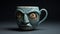 Hanya Cup: Blue Tea Cup With Maori Art Skull Face